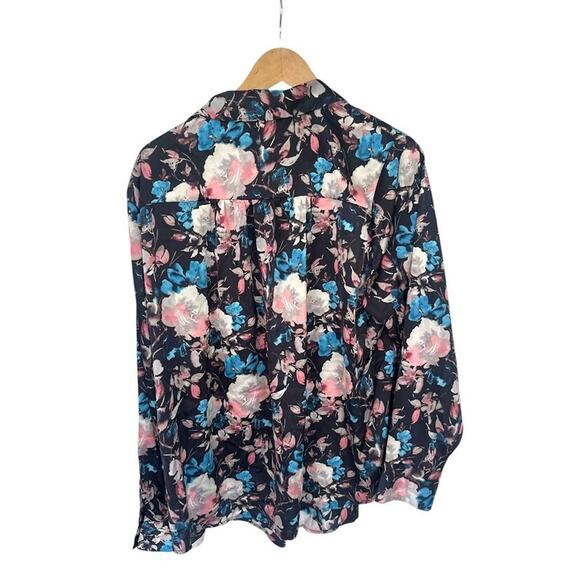Torrid Madison Shirt Womens Size 1 1X Satin Button Up Blouse Long Sleeve Floral - Picture 5 of 9
